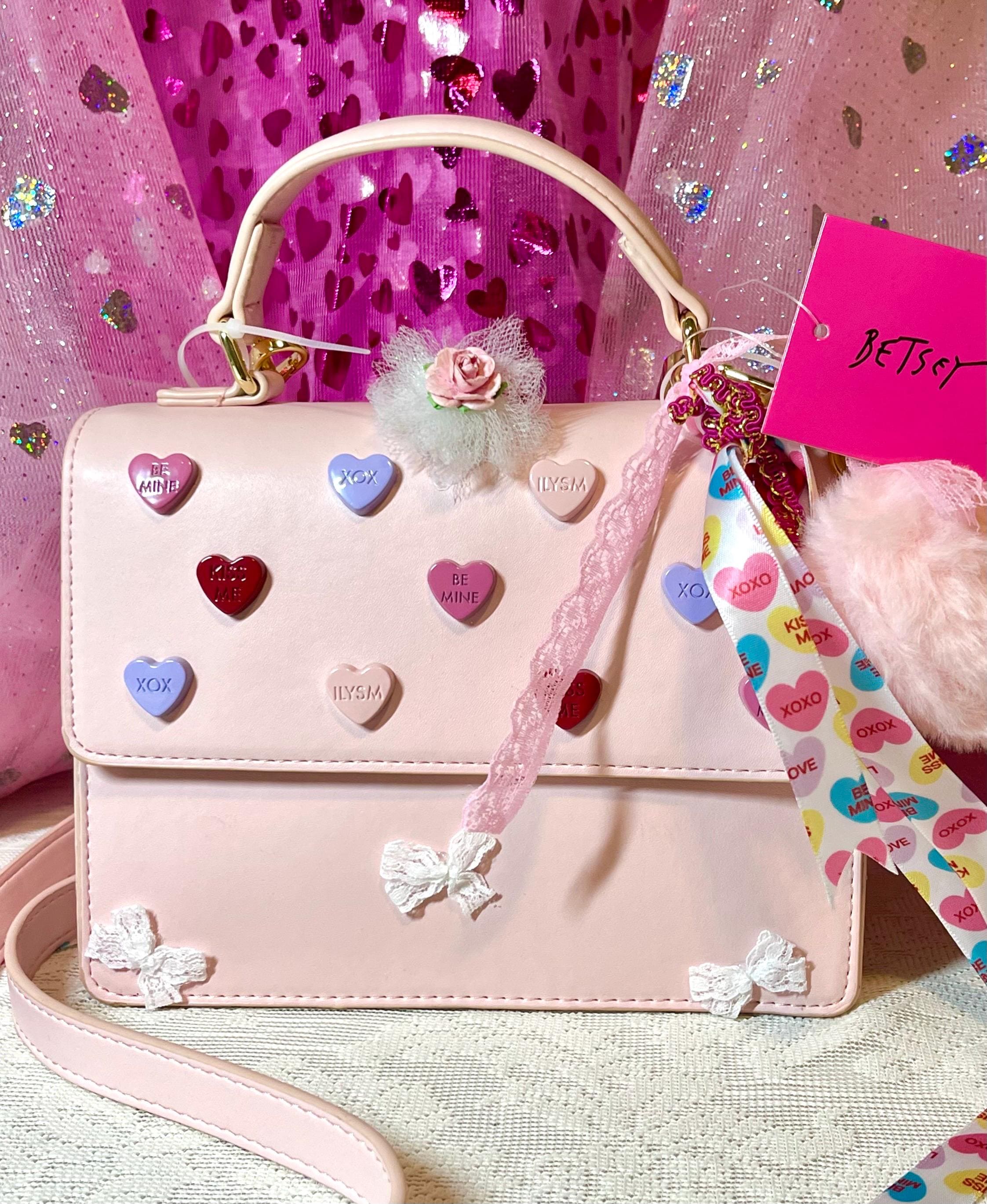 Betsey Johnson Conversation Hearts Candy Sweetheart Crossbody Bag