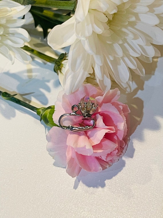 Vintage Iridescent Round Crystal Tiara Crown Pron… - image 4