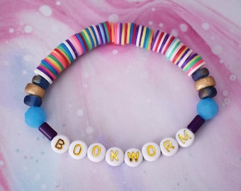 Bookworm Bracelet | Happy Bracelets | Book Lover Jewelry | Birthday Gift | Stocking Stuffer | Christmas Gift