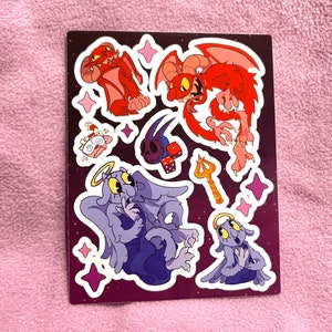 angel & demon cuphead sticker sheet