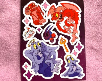 angel & demon cuphead sticker sheet