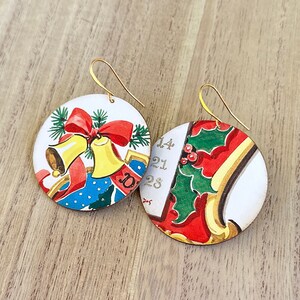 Upcycled Christmas Board Book Earrings