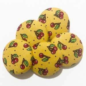 1- Set of 5 Cherry 1 1/8” Fabric Buttons