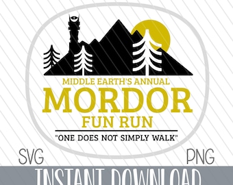 Mordor Fun Run SVG, PNG, Digital Cut File for use with Cricut or Other Cutting Machines, Sublimation