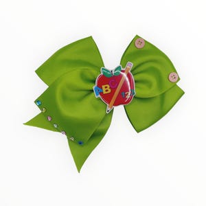 Back to schoo hair bow, School colors bow, Cute school bows for girls, School hair clip, First Day of school Green hair bow