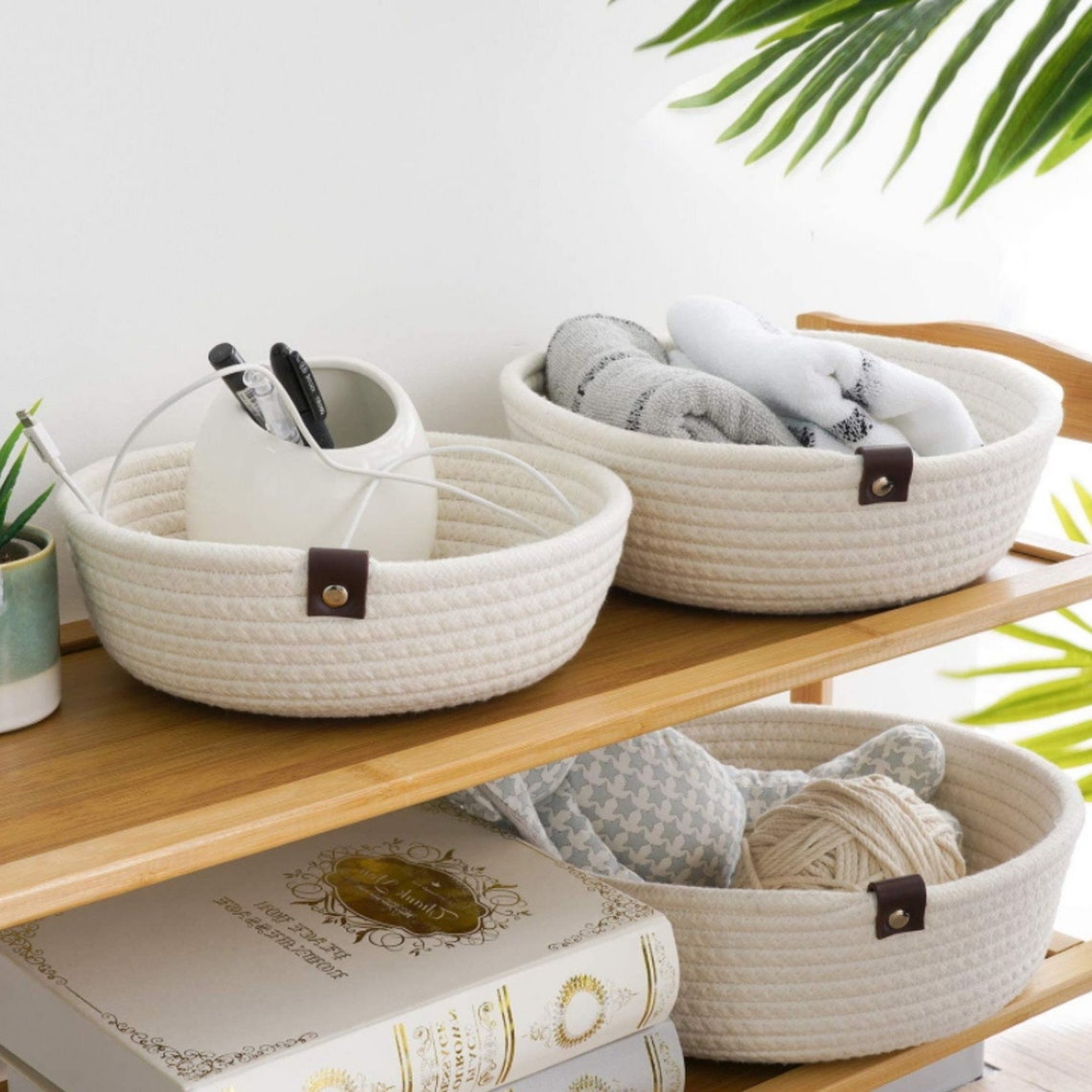 Woven Storage Baskets 3pack Shelf Baskets for Cupboards Etsy UK