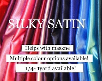 Seidiger Satinstoff | Charmeuse Satin | Verkauft um 1/4- 1 Meter | Hilft bei Maskne | Dehnbares | Mehrere Farboptionen