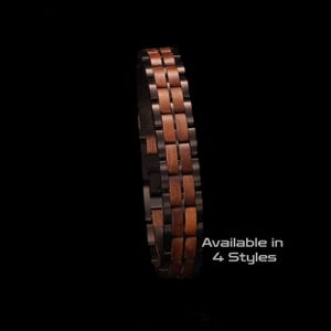 Men’s Link Bracelet - Natural Walnut Wood & Black Stainless Steel | Fits 8 Inch Wrist |  .5 Inch Wide | Blackstatic