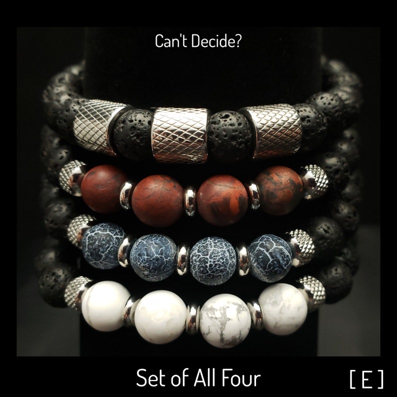 Build Your Stack Mens Bead Bracelets Natural Gemstones Stretch Etsy