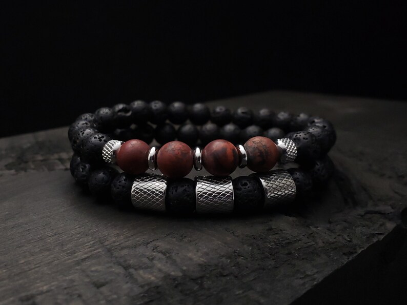 Build Your Stack Mens Bead Bracelets Natural Gemstones Stretch - Etsy