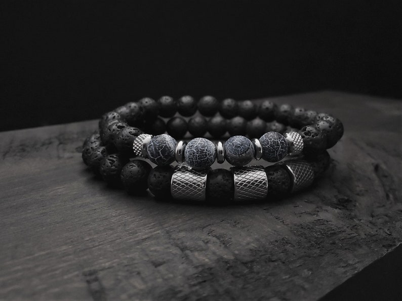 Build Your Stack Mens Bead Bracelets Natural Gemstones Stretch - Etsy