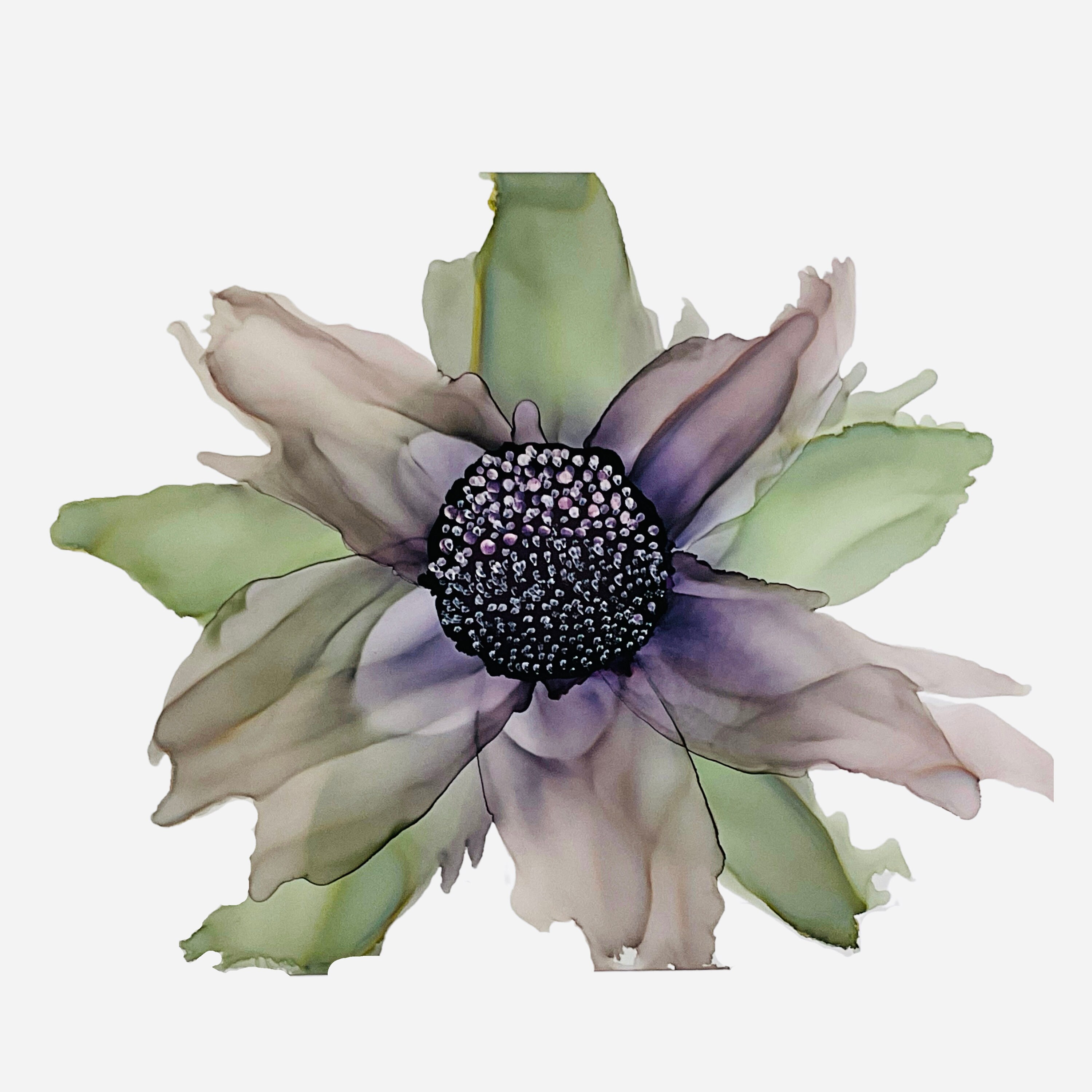 Prints Abstract Green and Purple Alcohol Ink Flower Giclée etna.com.pe