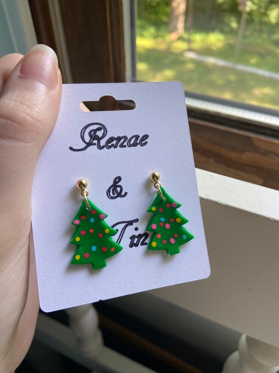 Polymer Clay Christmas Tree Earrings Etsy Australia