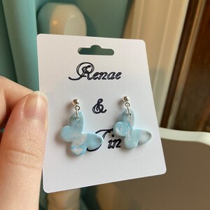 Baby Blue Butterfly Polymer Clay Earrings