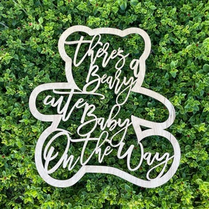We Can Bearly Wait, Gender Reveal, Baby Shower Sign, Wood Sign, Party Decor, Baby Bear Sign