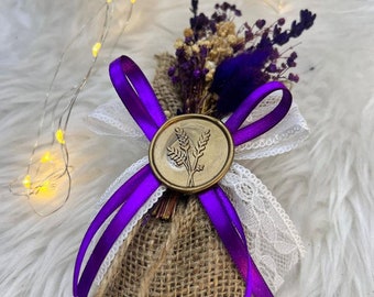 Natural Burlap Lavender Pouch, Wedding Gift Magnet