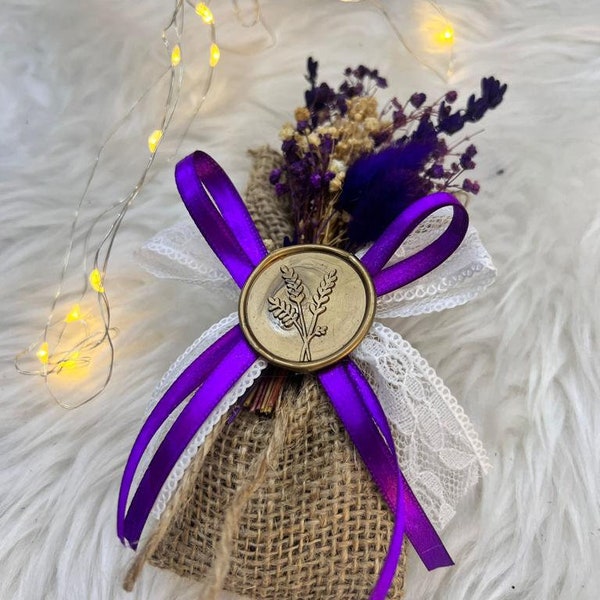 Natural Burlap Lavender Pouch, Wedding Gift Magnet