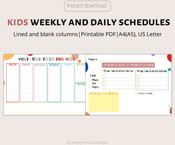 Colorful Routine Visual Schedule for Kids Kids Week at a - Etsy