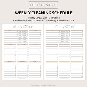 Weekly Declutter Planner, Cleaning Schedule Printable, Daily chores PDF | A4, US Letter Classic Happy Planner Inserts