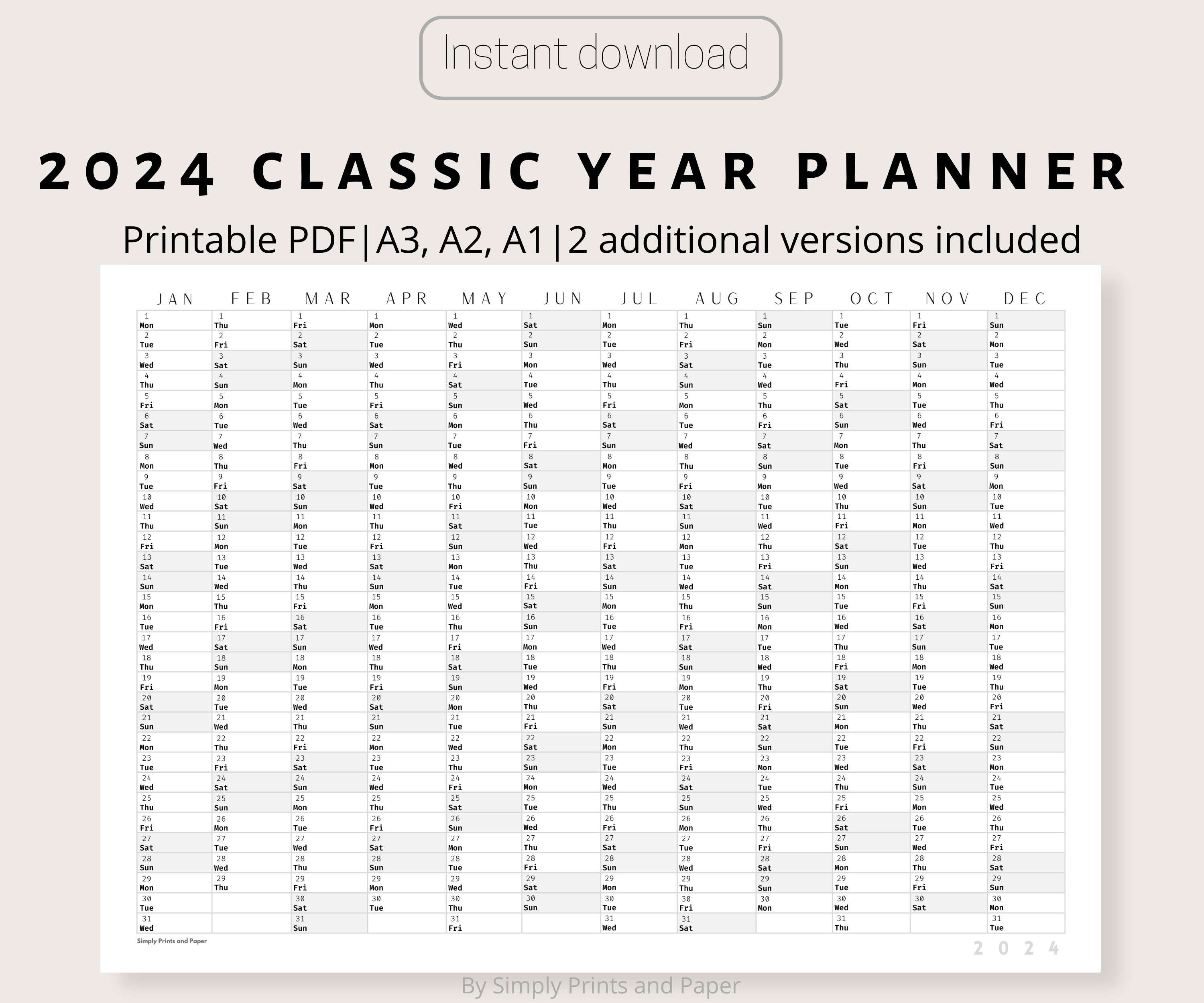 2024 Classic Wall Calendar Printable - Il Fullxfull.4853274775 Ia6h