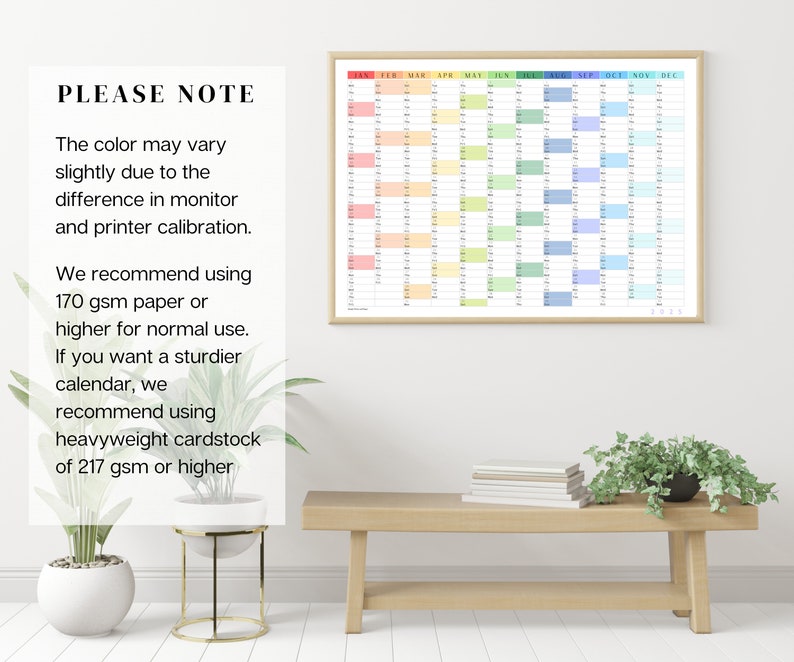 2025 Colorful Wall Calendar Printable Yearly Planner Large Wall