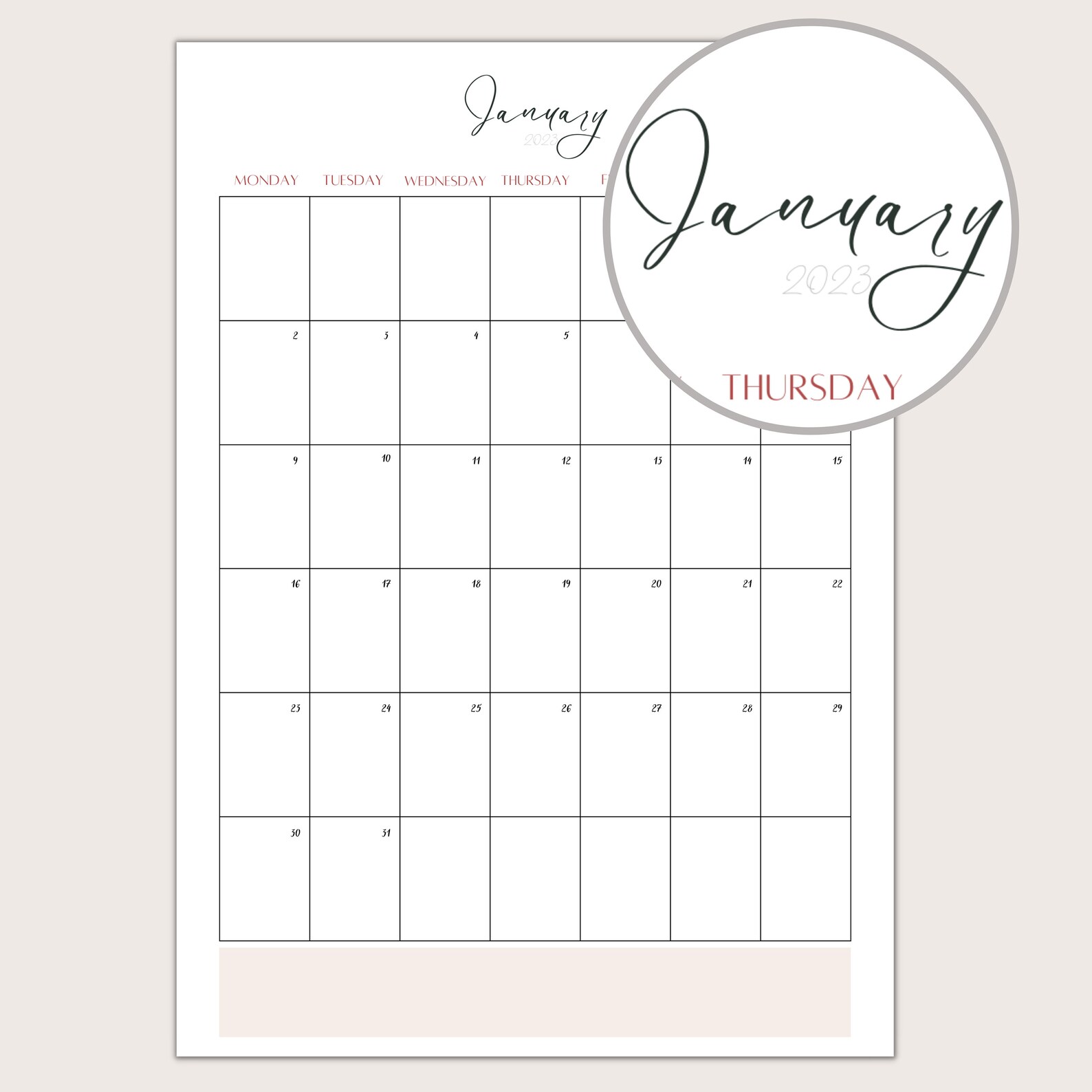 2023 Planner Year At A Glance Calendar Monthly Printable Etsy Singapore