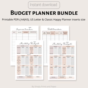 Budget Planner Bundle | Monthly Expense Tracker | Debt Tracker Sheet | Printable PDF | Jars System Budgeting