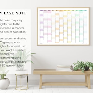 2025 Colorful Pastel Wall Calendar | Printable Yearly Planner | Large ...