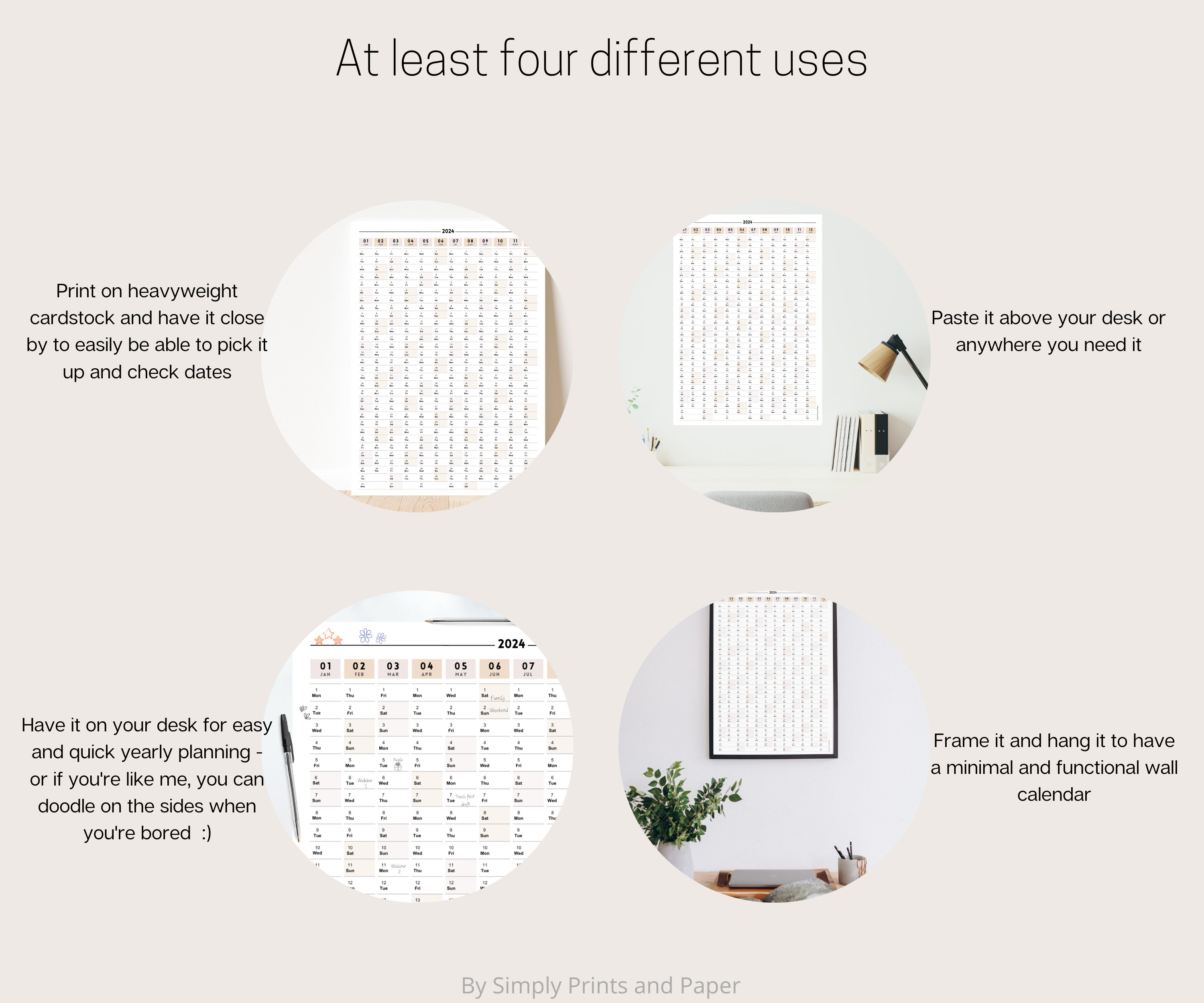 2024 Blush Pink Wall Calendar Aesthetic 2024 Wall Calendar Yearata