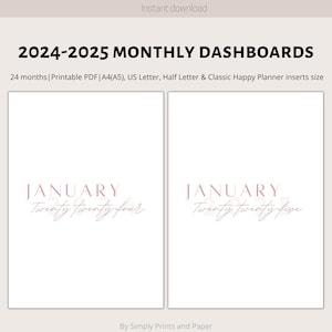 2024-2025 Blush Pink Planner Dividers: Monthly Dashboards (PDF)