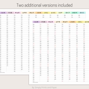 2025 Colorful Pastel Wall Calendar | Printable Yearly Planner | Large ...