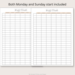 Simple Weekly Schedule, Weekly Time Block Planner Printable, Hourly ...
