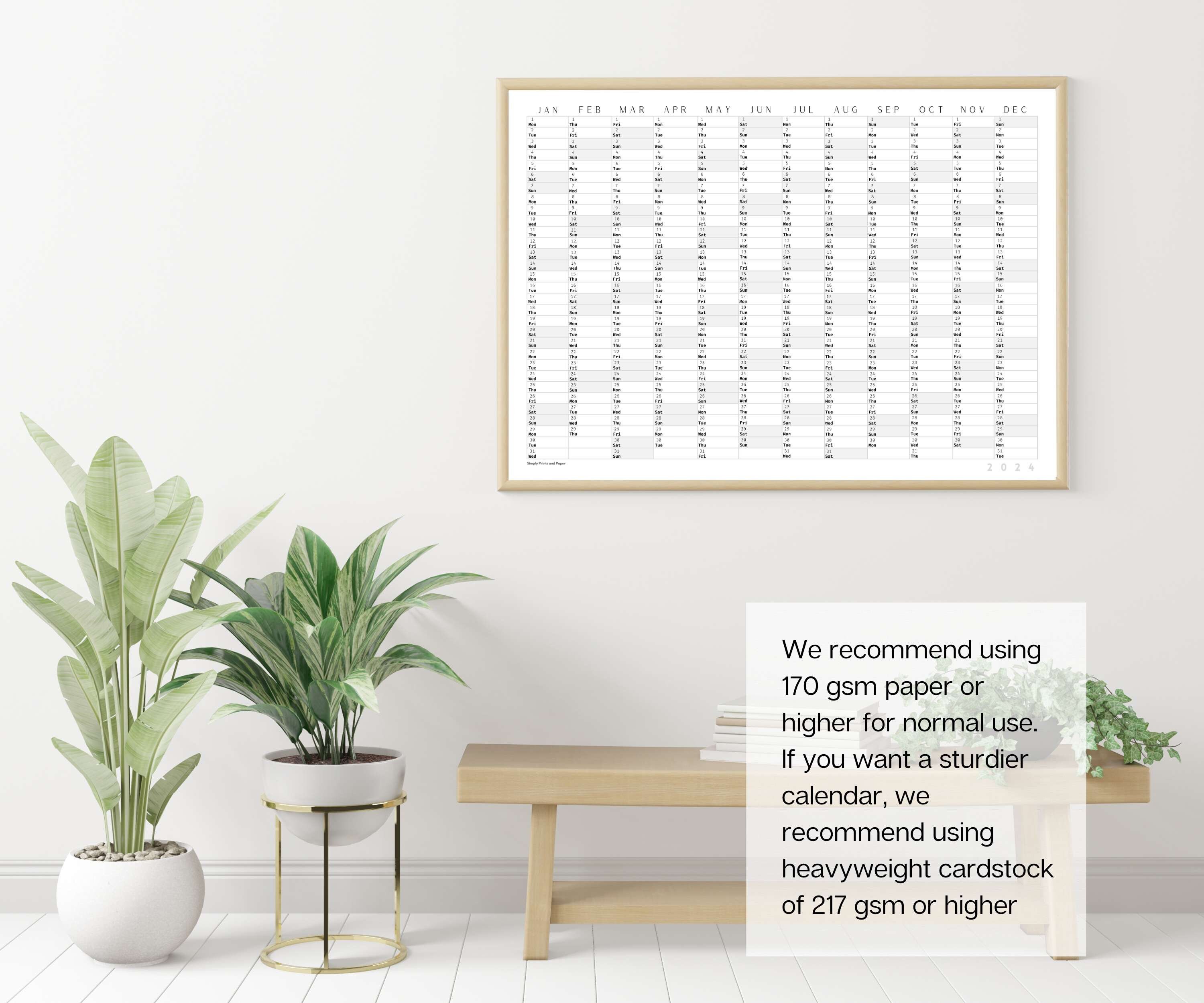 2024 Classic Wall Calendar Printable Yearly Planner Black Etsy Australia