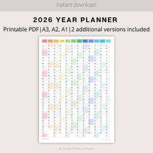 2026 Wall Calendar: Large Black & White Yearly Planner (A3, A2, A1 PDF)