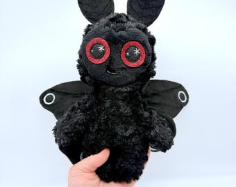 Handmade Mothman Plushie | Whimsical Cryptid with Weighted Feet