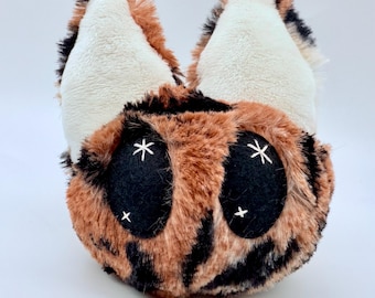 Tiger Faux Fur Plushie| Handmade Small Plushie | Cat Ball Stuffie with Lynx Ears