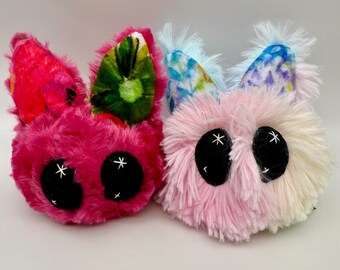 Pink Floral Ears Plushie | Faux Fur Bunny Critter