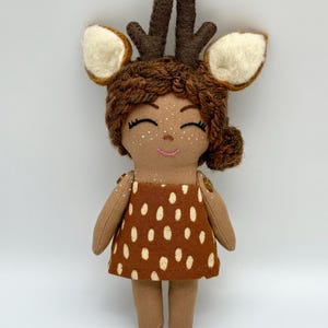 Mini Deer Girl Doll | Handmade Doll | Deer Girl | Woodland Creatures | Whimsical Dolls | Reindeer | Faun Doll