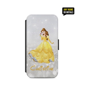 Capa de celular personalizada com iniciais Disney Belle d28 para iPhone e todos os modelos Samsung