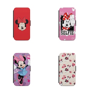 Minnie Mouse Disney Cartoon d09 Custome portafoglio Cover del telefono Custodia tutti i modelli di Iphone e Samsung con nome o iniziali