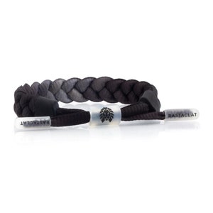 Helt nytt RASTACLAT Equals Classic-armband i svart och grått, translucid kollektion, skosnörearmband