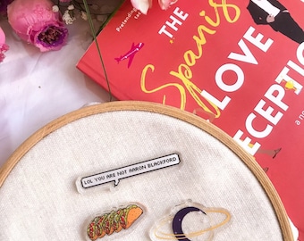 The Spanish Love Deception Acrylic Pins Badges Aaron Blackford Lina Tacos Universe Bookish Merch| Booktok bestseller| Romance Readers Charm