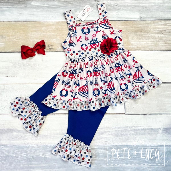 Pete + Lucy Tangerine Birds Two-Piece Capri Set main image 1