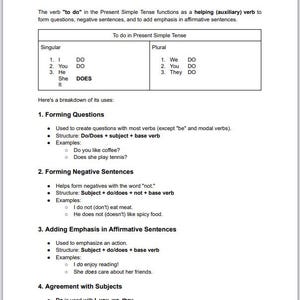 Educational Verb "To Do" Worksheet – Grammar Practice for ESL & English Learners