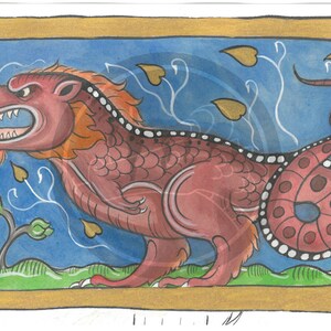 Medieval Tyrannosaurus Rex Illuminated Manuscript Print - Etsy