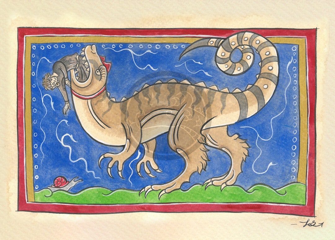 Medieval Allosaurus Illuminated Manuscript Print - Etsy