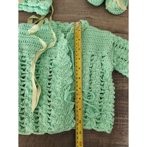 Handmade Crocheted Vintage Baby Girl Cardigan, Ha… - image 5