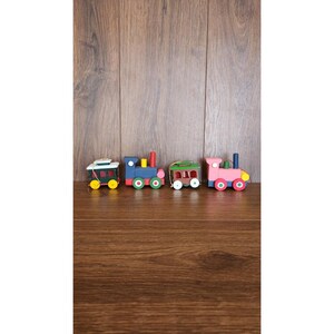 Vintage Handmade Wooden Train Cart Montessori Christmas Ornament Set
