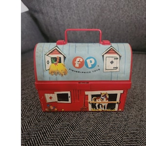 Vintage Fisher Price Toys Lunchbox 1962 Red Barn Farm Lunch Box