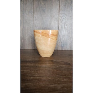 Vintage Orange Marbled 6" Glazed Square Plant Flower Pot Pottery Piece